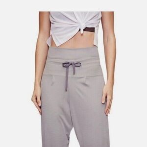 Free People MOVEMENT Cozy Up Dance Harem Pants Grey Ribbed High WaistJoggers